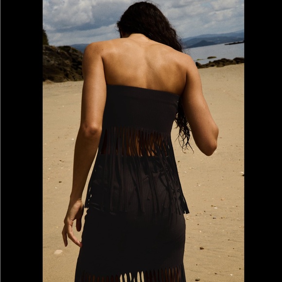 ZARA FRINGED RIBBED SKIRT - Picture 7 of 10